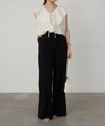 SHENERY 條紋荷葉領襯衫