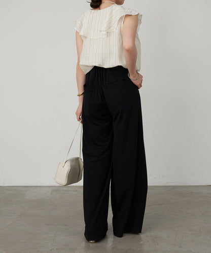 SHENERY 條紋荷葉領襯衫