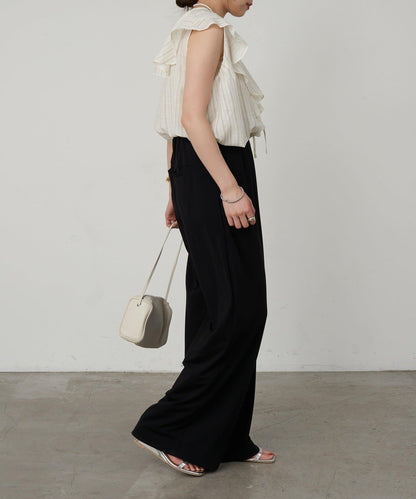 SHENERY 條紋荷葉領襯衫