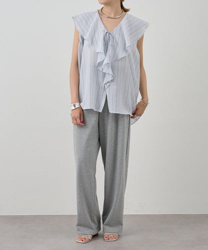 SHENERY 條紋荷葉領襯衫