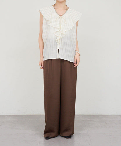 SHENERY 條紋荷葉領襯衫