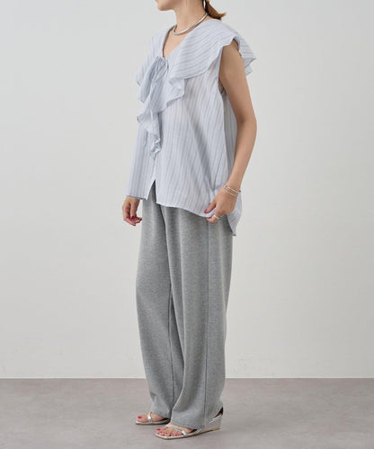 SHENERY 條紋荷葉領襯衫