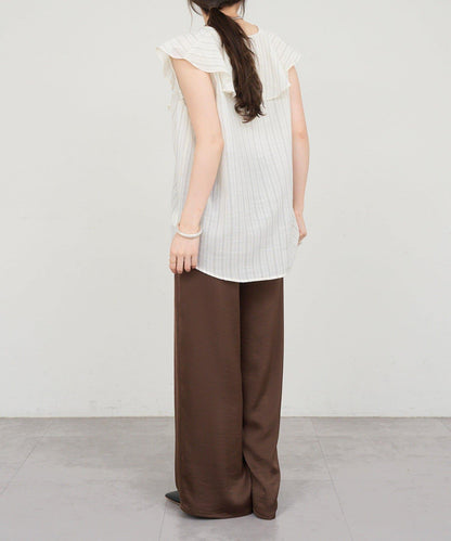 SHENERY 條紋荷葉領襯衫