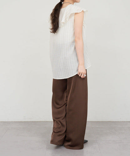 SHENERY 條紋荷葉領襯衫