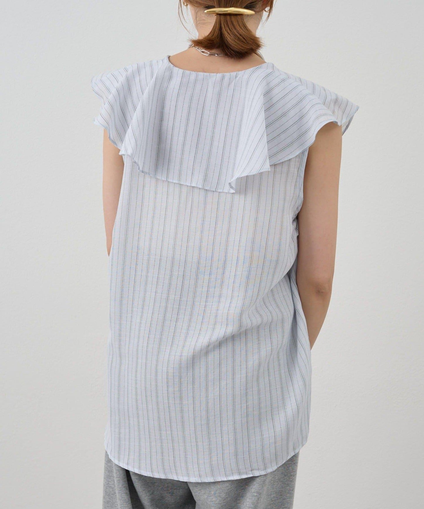 SHENERY 條紋荷葉領襯衫