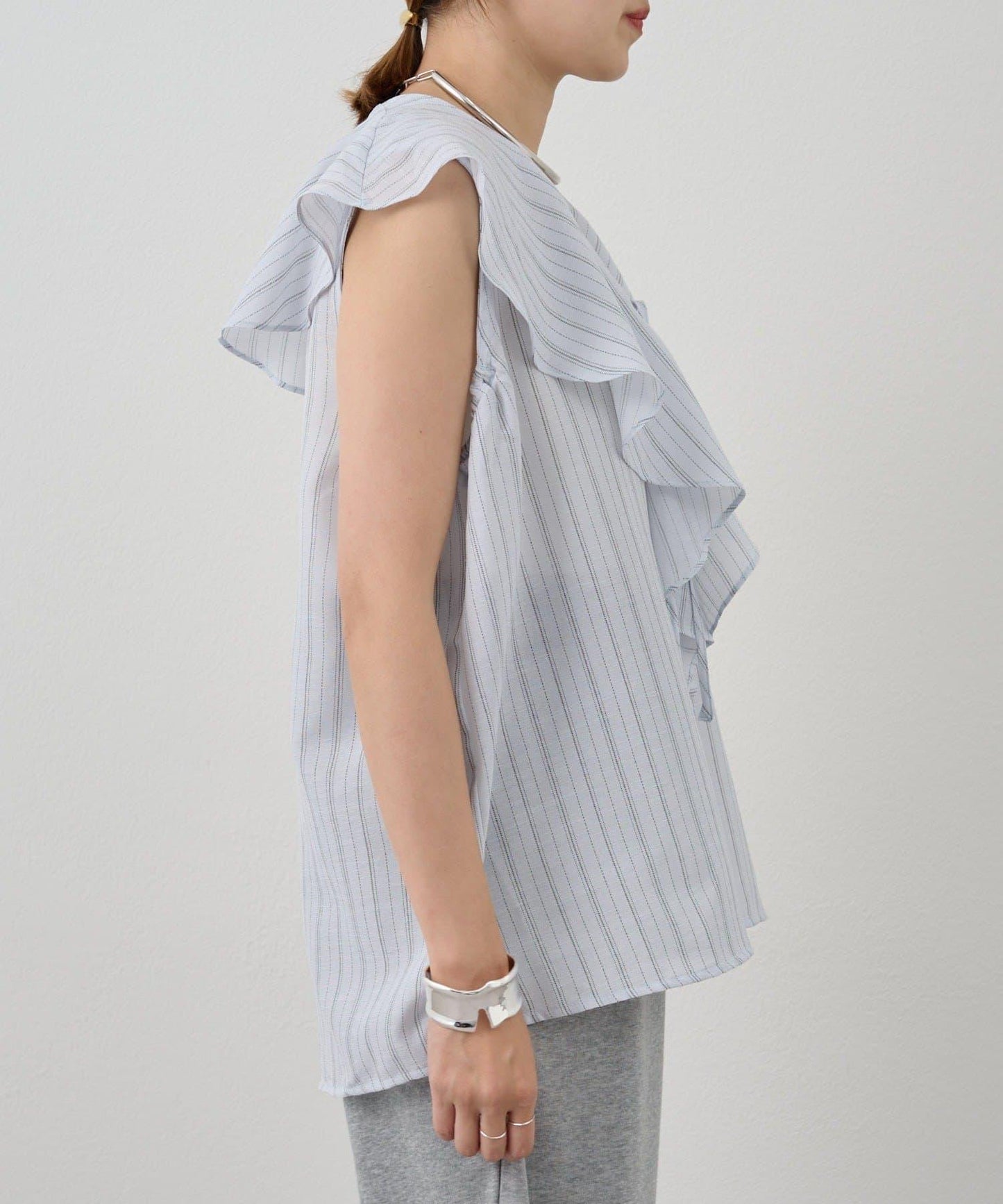 SHENERY 條紋荷葉領襯衫