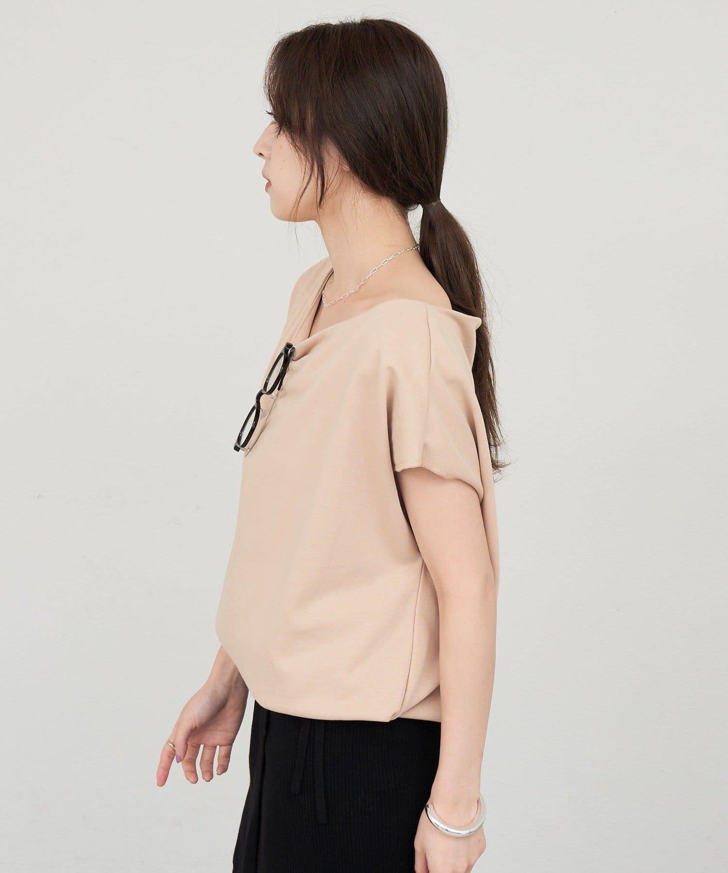 SHENERY 露肩法式短袖衛衣