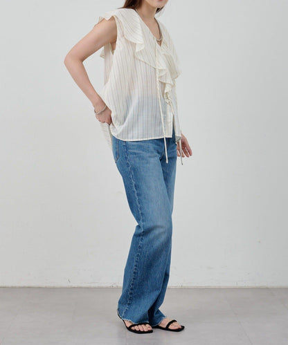 SHENERY 條紋荷葉領襯衫