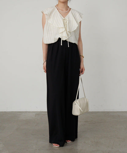 SHENERY 條紋荷葉領襯衫