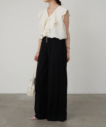 SHENERY 條紋荷葉領襯衫