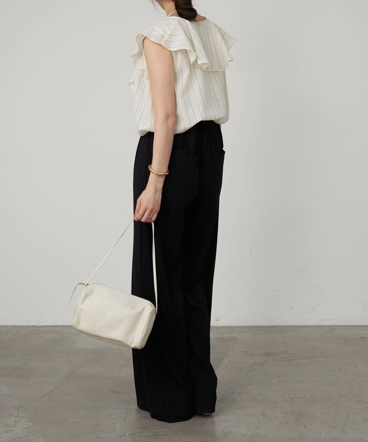 SHENERY 條紋荷葉領襯衫