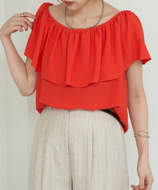 荷葉邊無袖襯衫