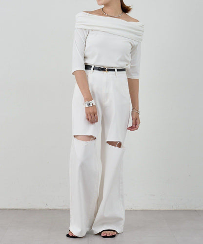 SHENERY 露肩不對稱設計 套頭上衣