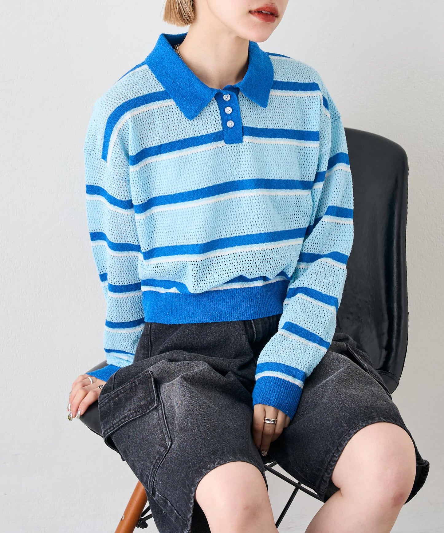 w closet 條紋POLO針織上衣