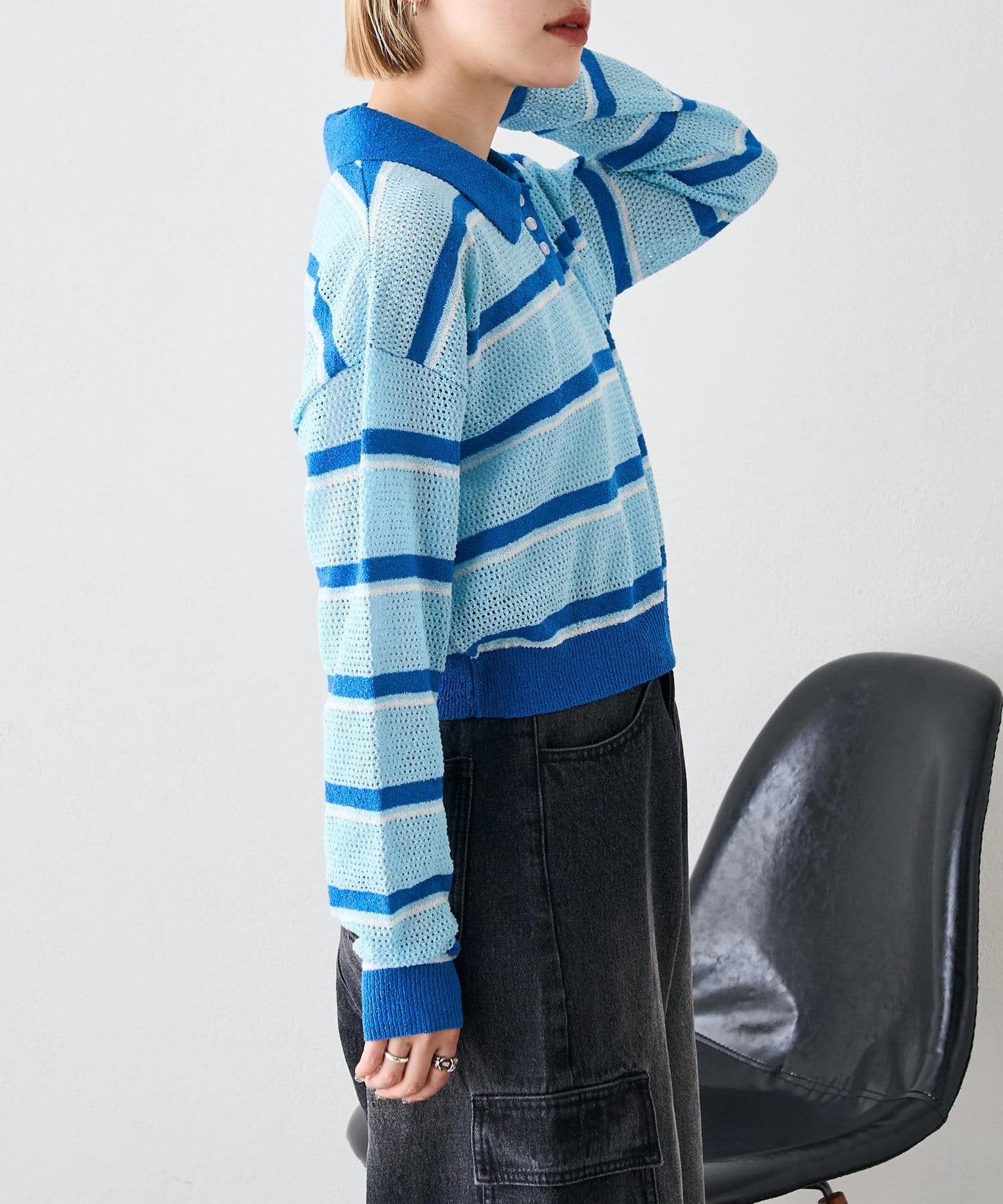 w closet 條紋POLO針織上衣