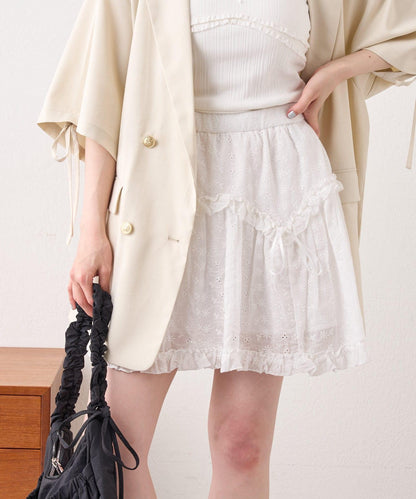 刺繡蕾絲 裙褲