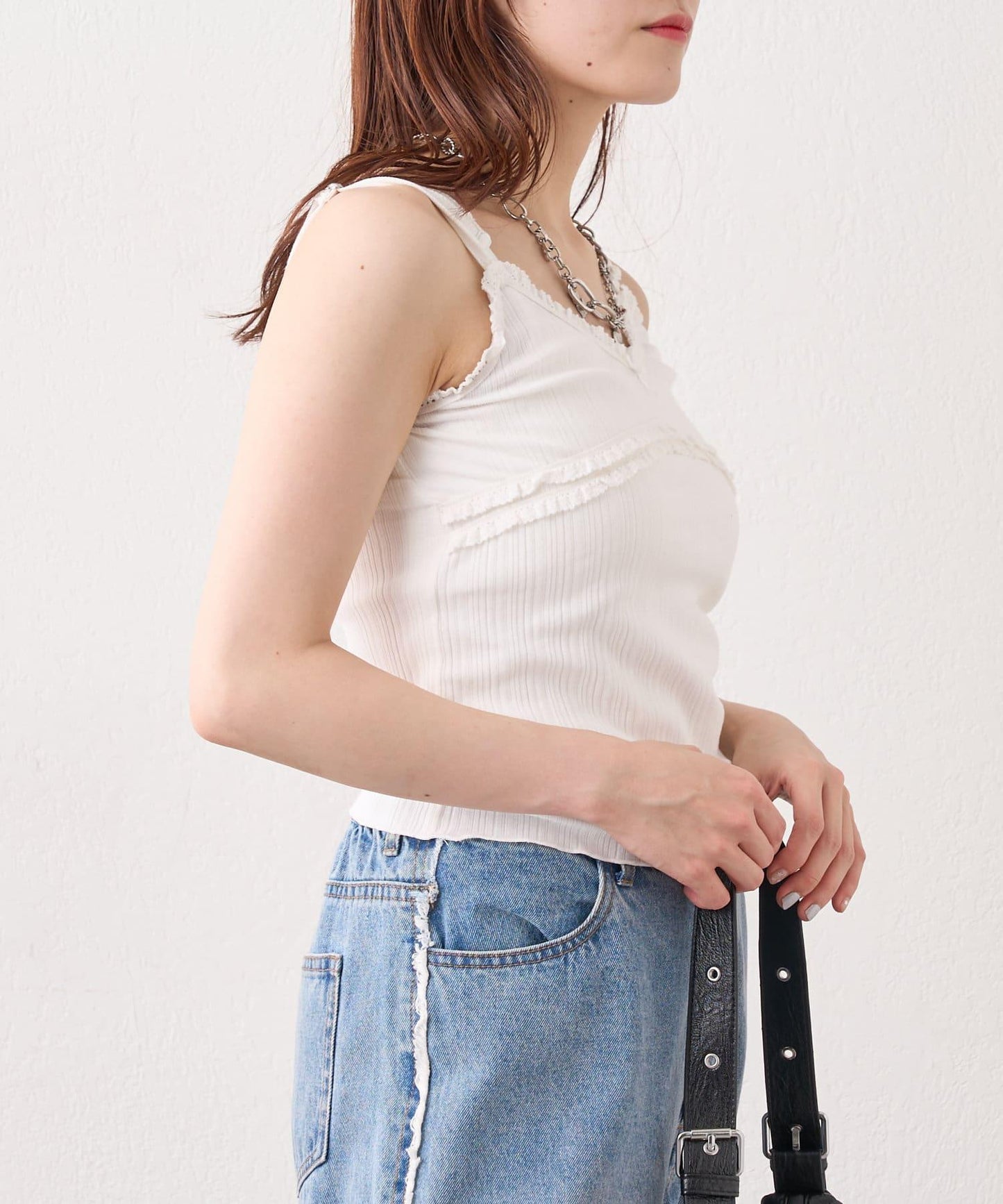 w closet 隨機羅紋蕾絲吊帶上衣