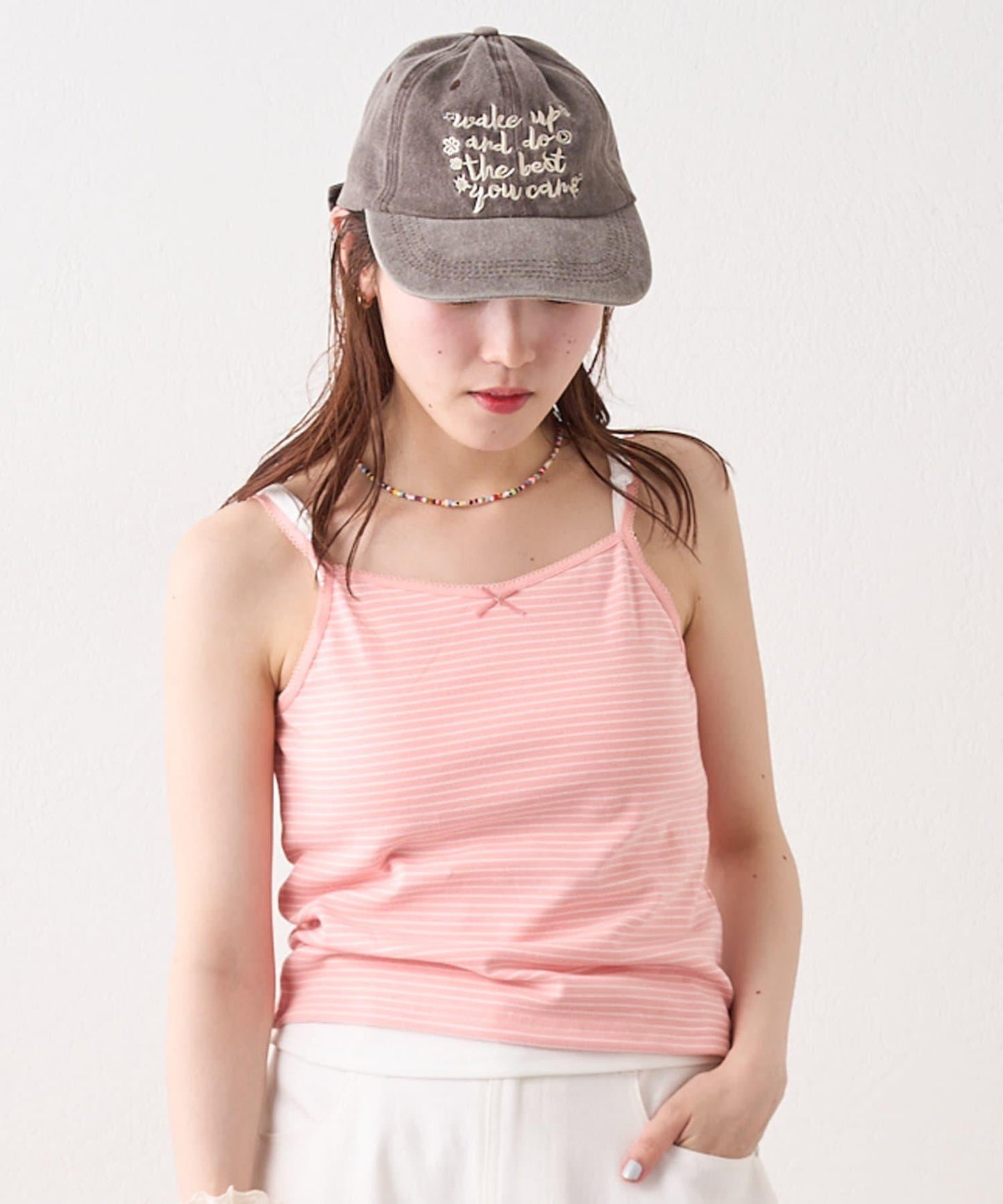 w closet 條紋蕾絲吊帶背心