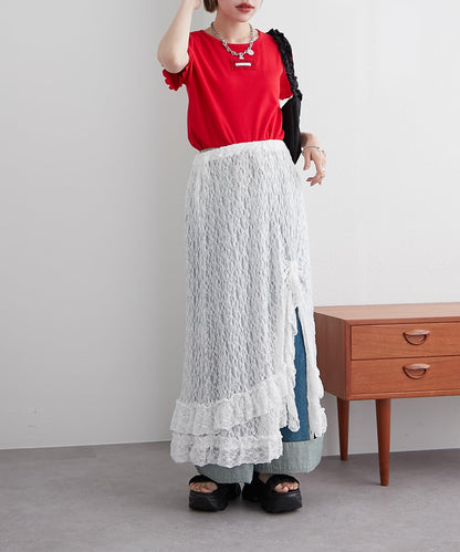 w closet 荷葉邊領羅紋T恤