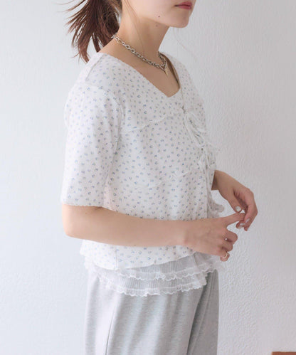 花卉圖案針織開衫+吊帶套裝