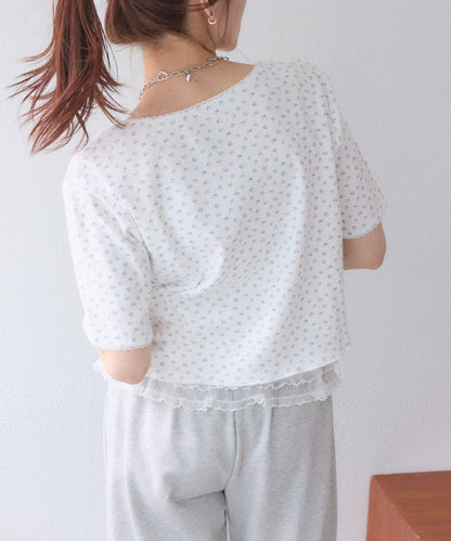 花卉圖案針織開衫+吊帶套裝