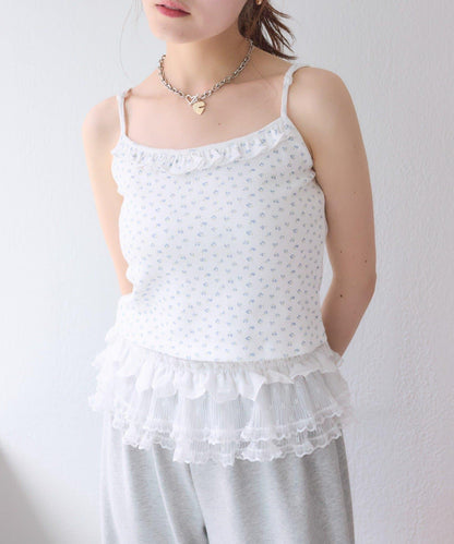 花卉圖案針織開衫+吊帶套裝