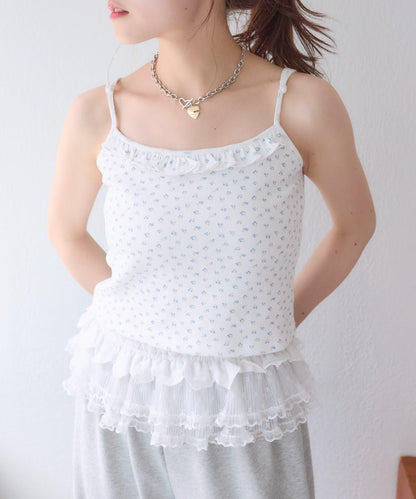 花卉圖案針織開衫+吊帶套裝