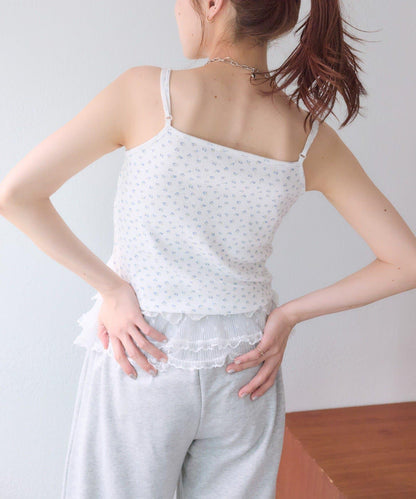 花卉圖案針織開衫+吊帶套裝