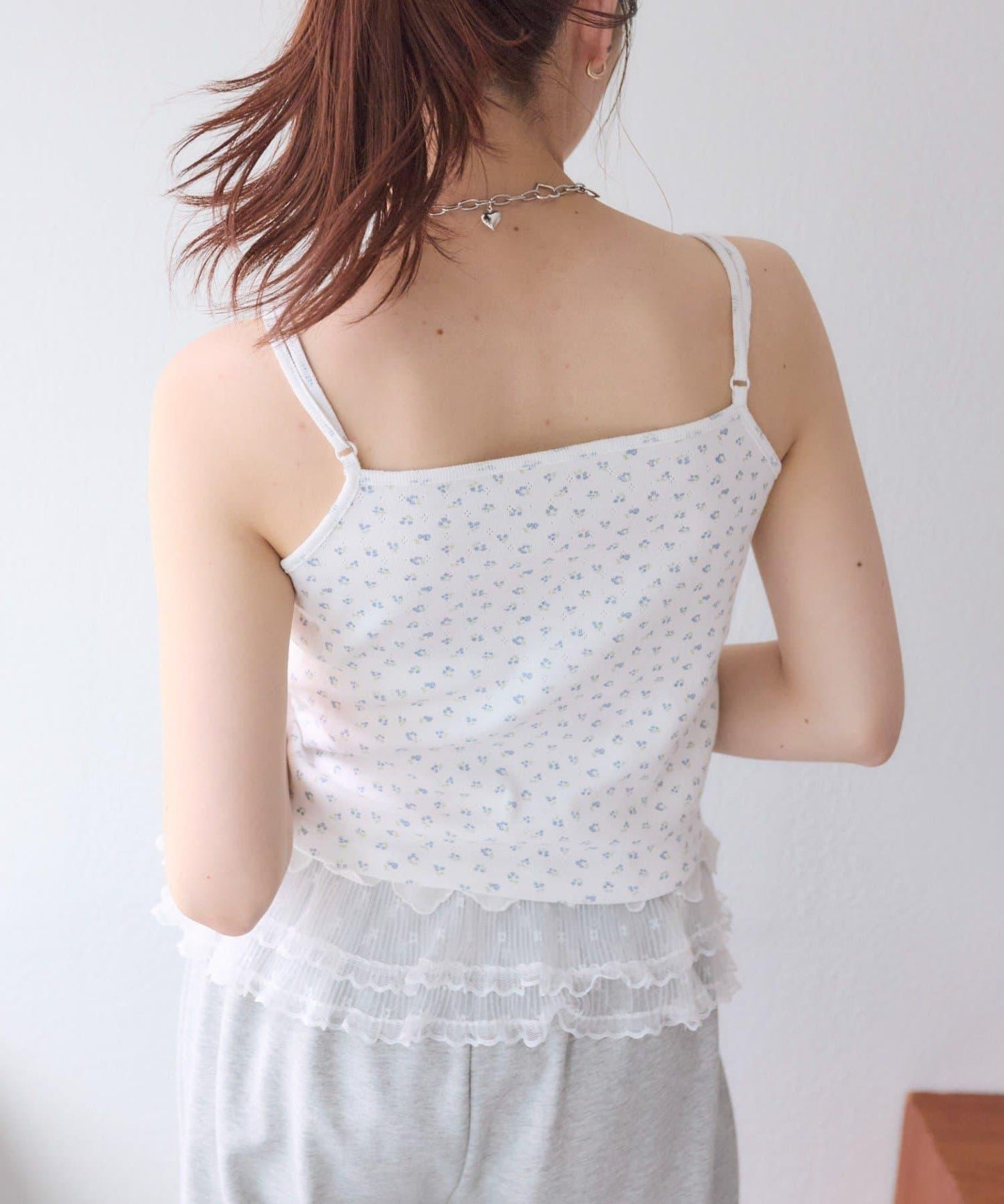 花卉圖案針織開衫+吊帶套裝