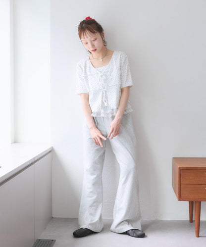 花卉圖案針織開衫+吊帶套裝