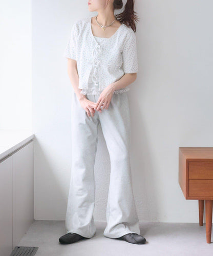 花卉圖案針織開衫+吊帶套裝