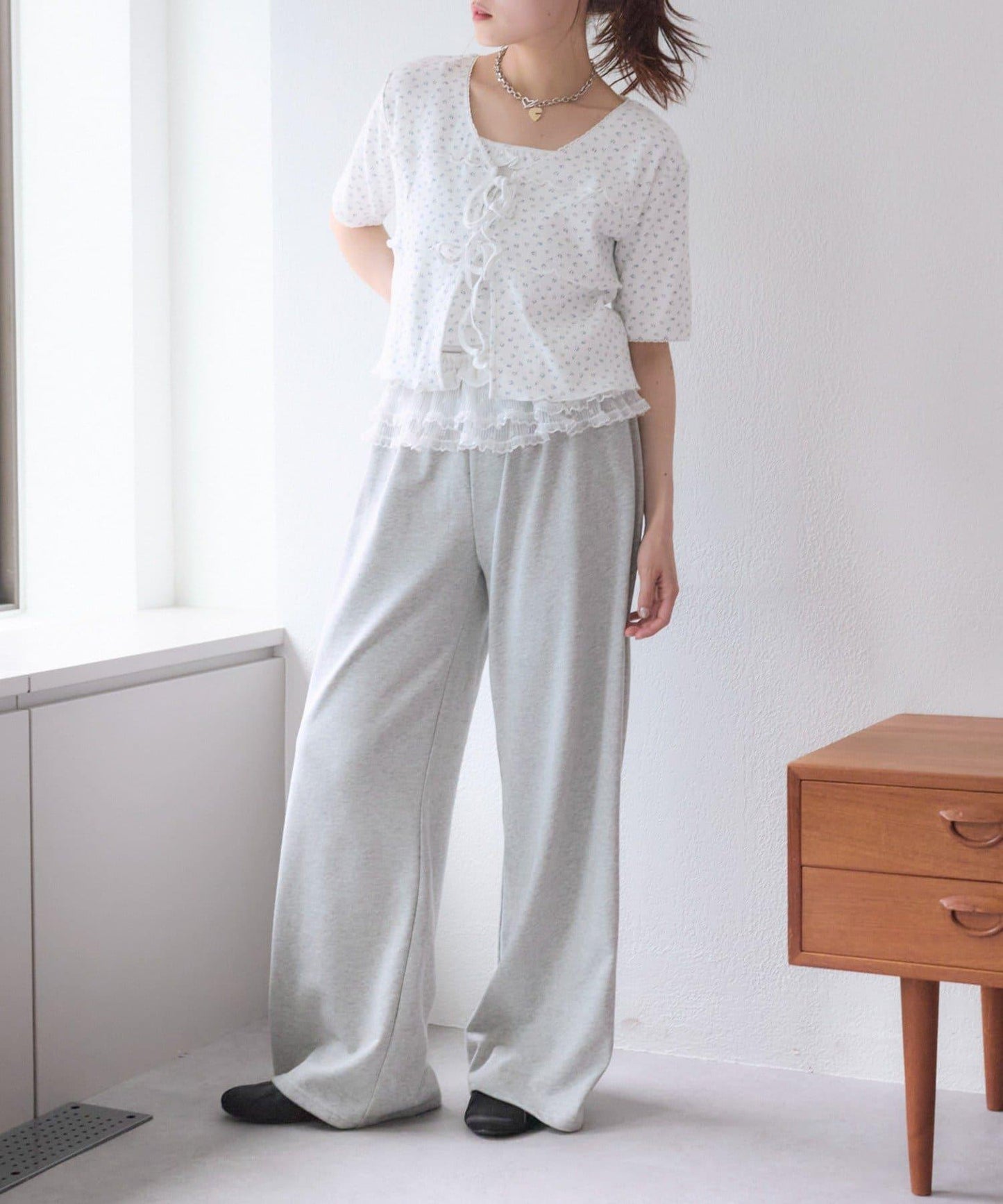 花卉圖案針織開衫+吊帶套裝