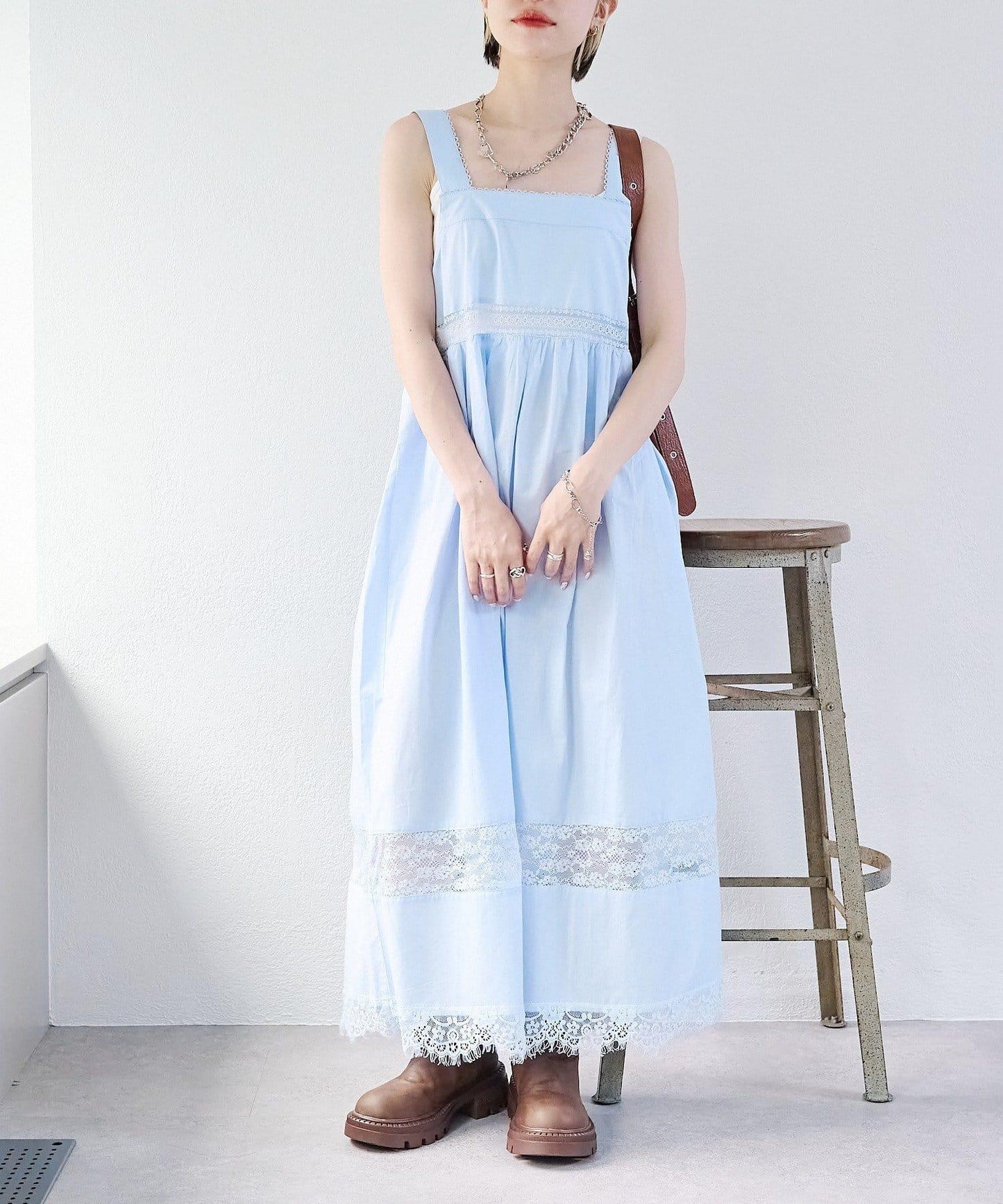 w closet 復古蕾絲長款連衣裙