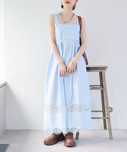 w closet 復古蕾絲長款連衣裙