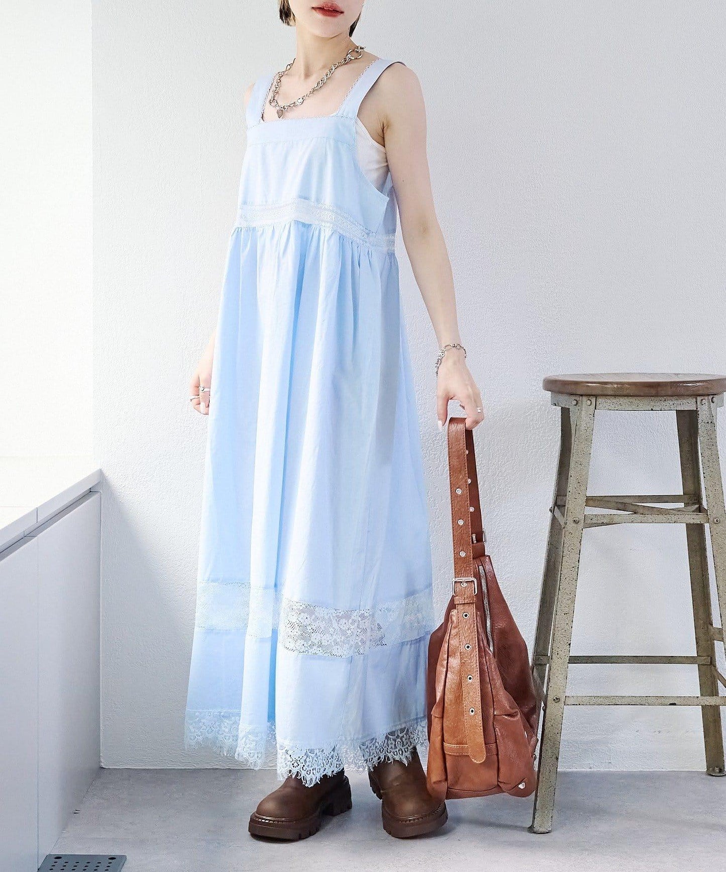 w closet 復古蕾絲長款連衣裙