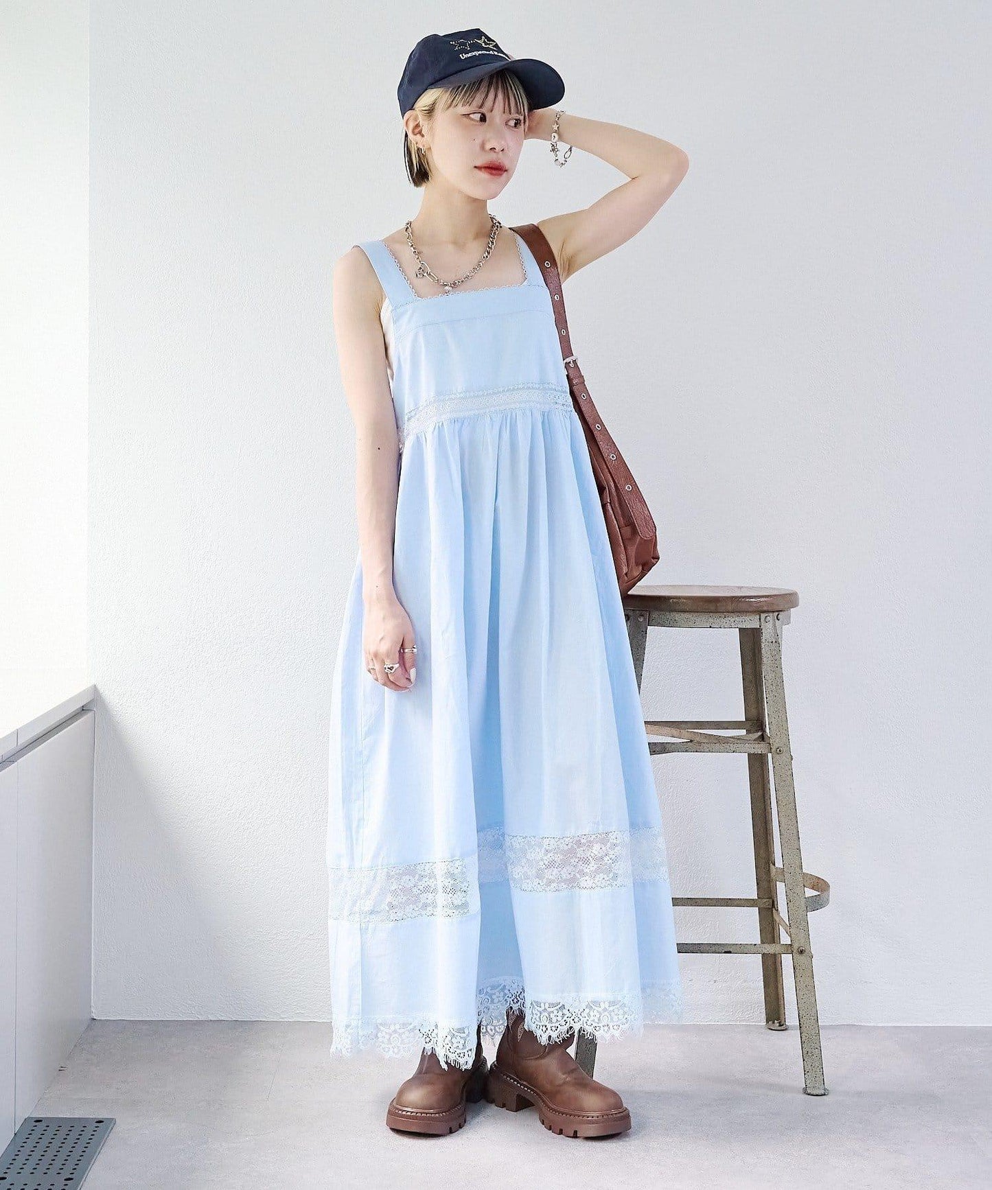 w closet 復古蕾絲長款連衣裙