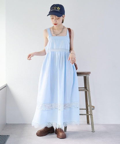 w closet 復古蕾絲長款連衣裙