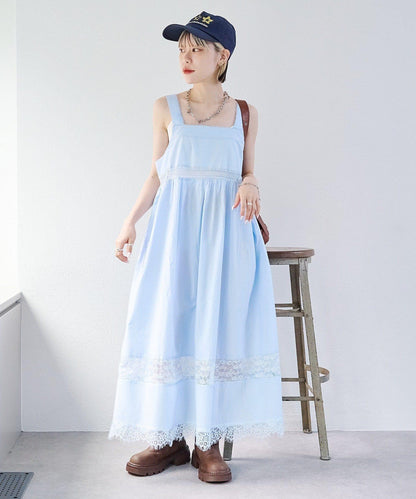 w closet 復古蕾絲長款連衣裙