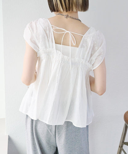 w closet 蕾絲拼接 抽繩 襯衫