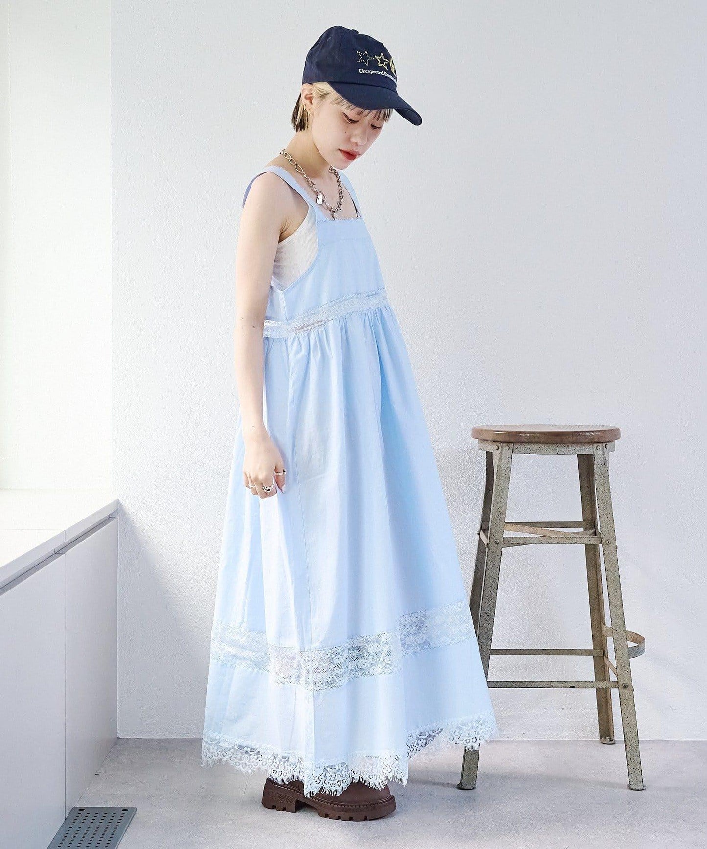 w closet 復古蕾絲長款連衣裙