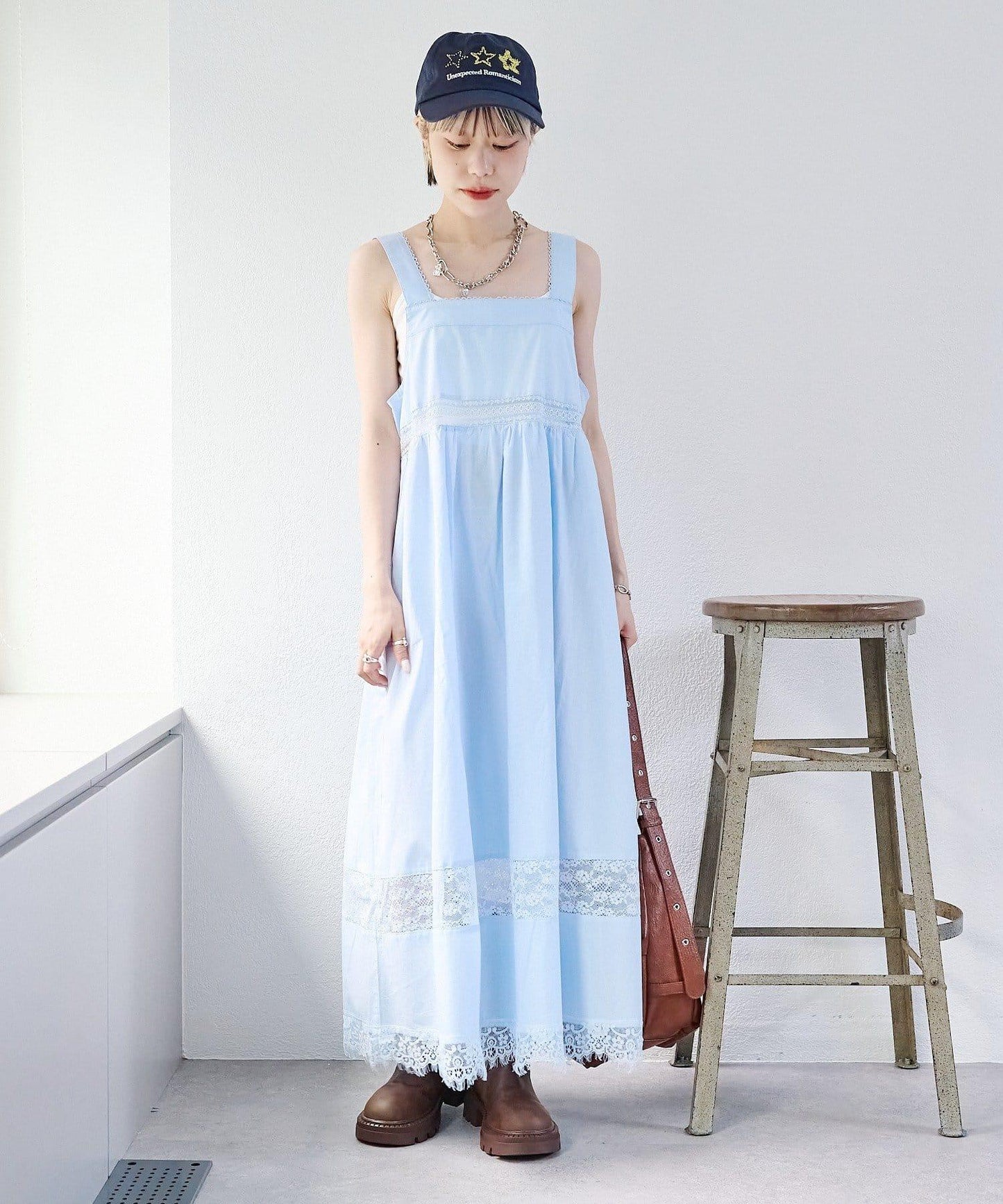 w closet 復古蕾絲長款連衣裙