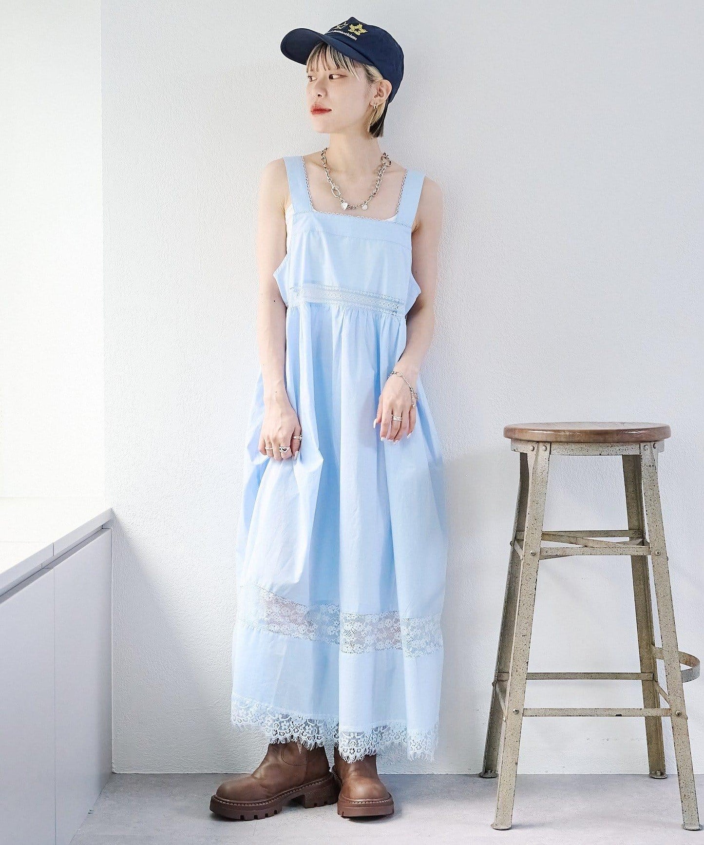 w closet 復古蕾絲長款連衣裙