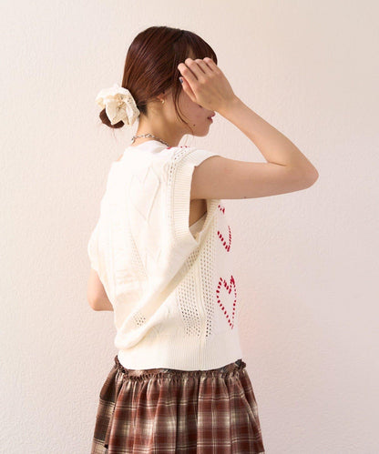 w closet 愛心刺繡 針織背心