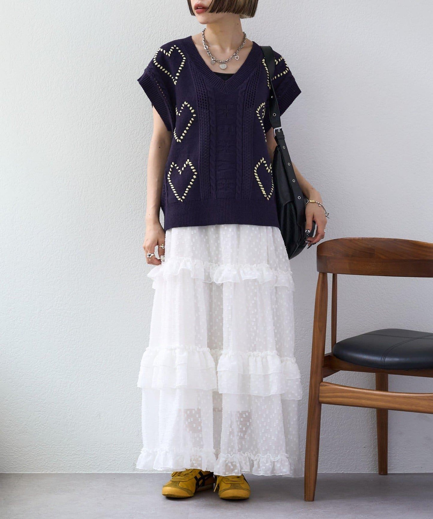 w closet 愛心刺繡 針織背心