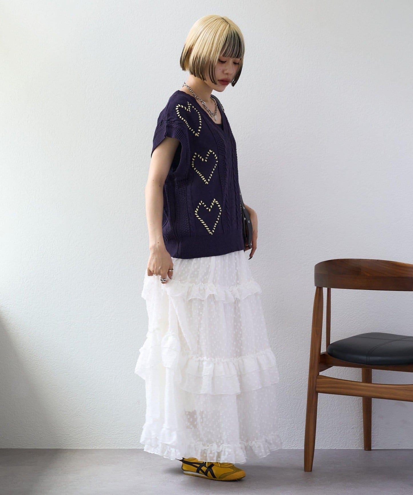 w closet 愛心刺繡 針織背心