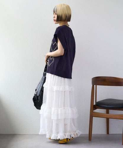 w closet 愛心刺繡 針織背心