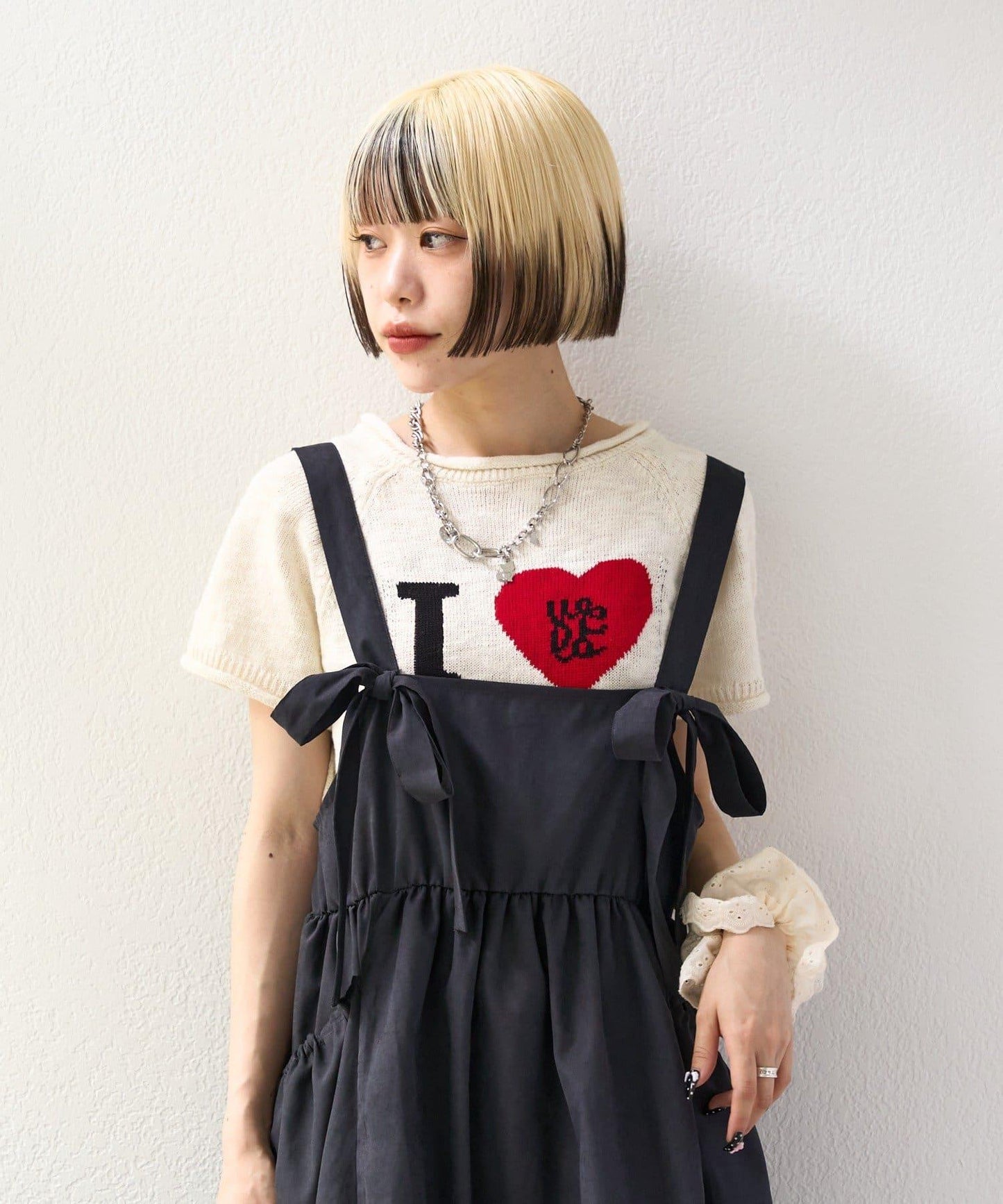 I LOVE 字母針織上衣