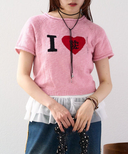 I LOVE 字母針織上衣