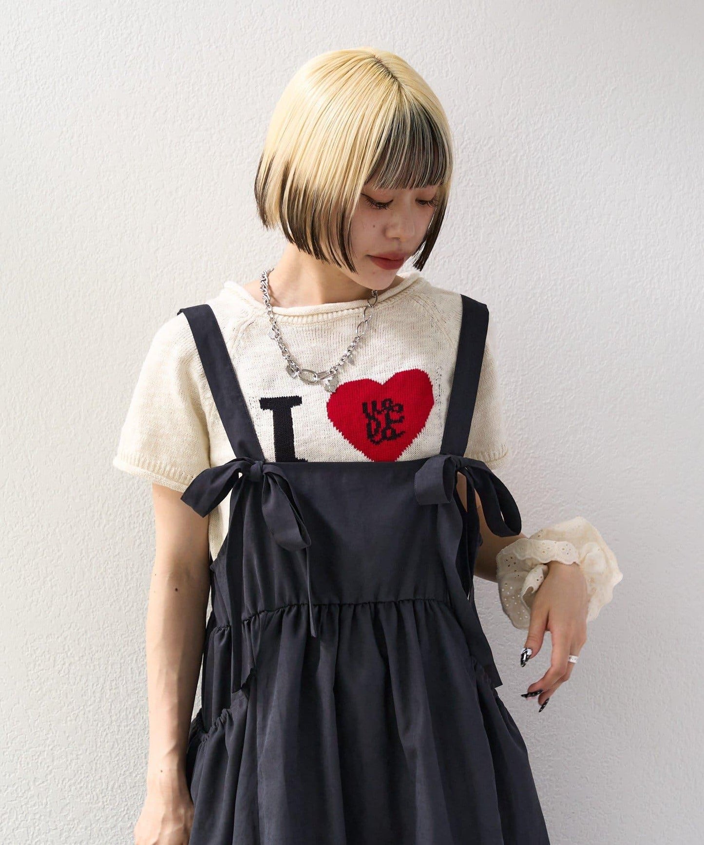 I LOVE 字母針織上衣