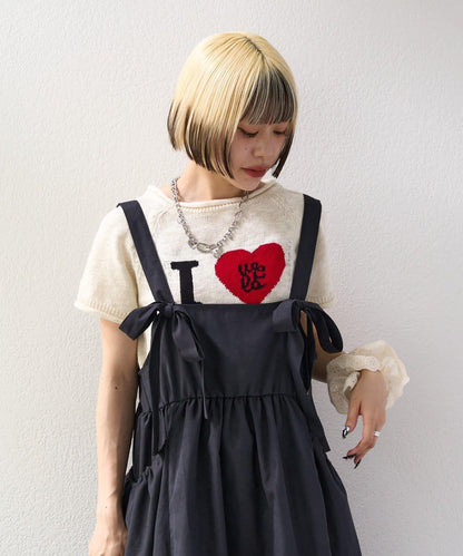 I LOVE 字母針織上衣